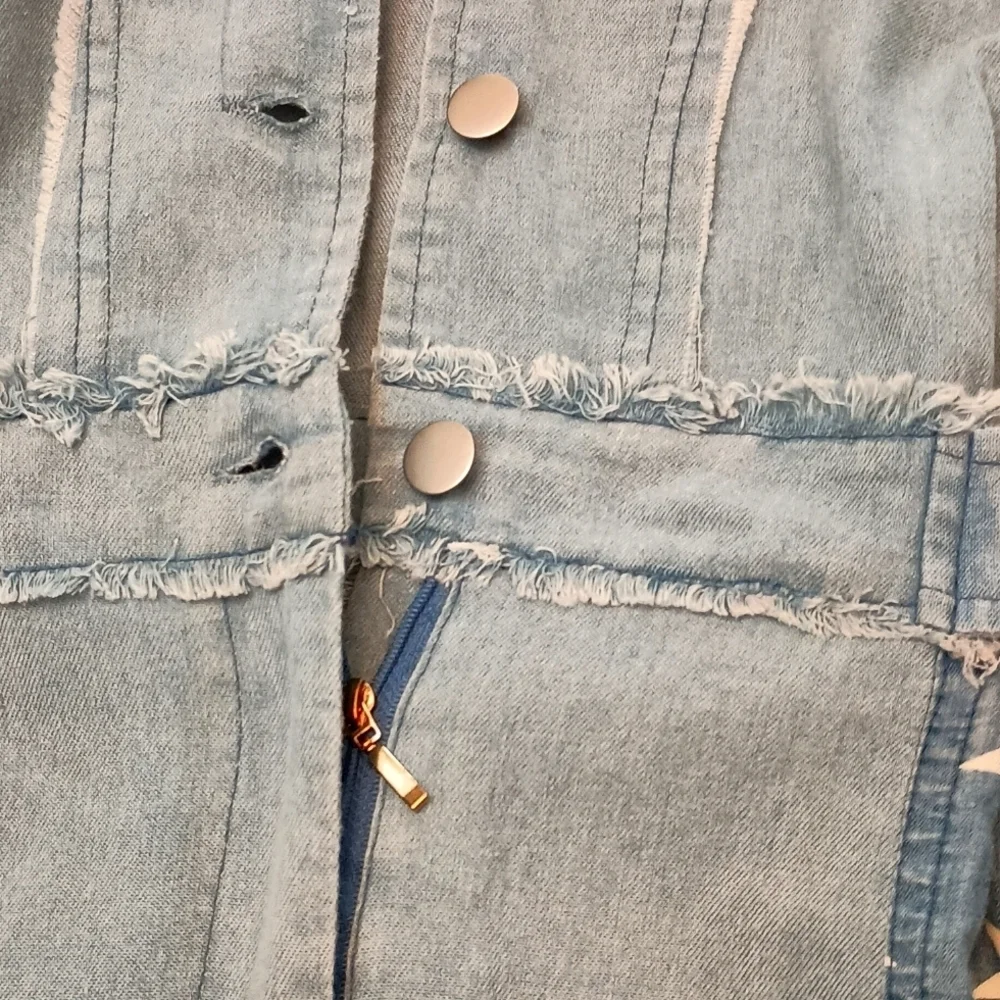 POL Blue Denim and Star Chambray Romper